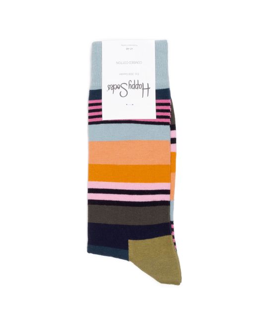 Happy Socks Носки унисекс Happy-Socks-Stripe-Grey-Orange-Green разноцветные