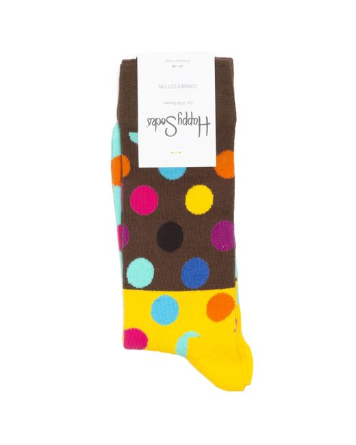 Happy Socks Носки унисекс Happy-Socks-Big-Dot-Brown-Yellow разноцветные