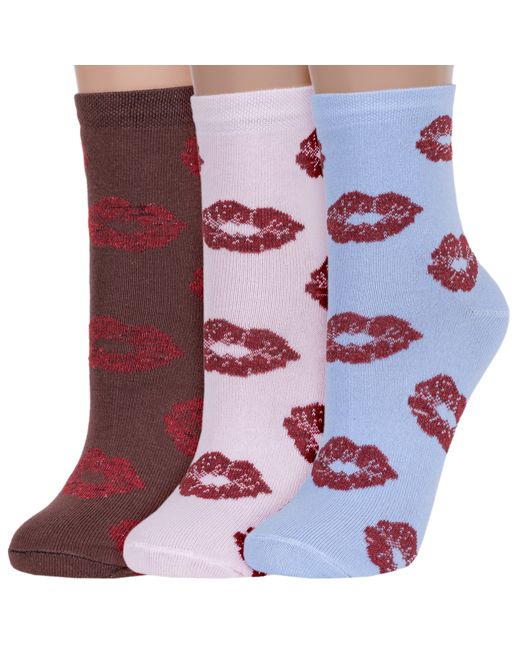 Альтаир Комплект носков женских 3-С212 голубых коричневых розовых красных
