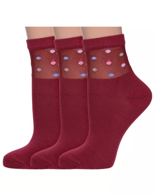 Lorenzline Комплект носков женских 3-Д132 бордовых