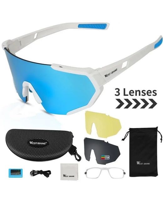West Biking Спортивные солнцезащитные очки унисекс WB UV400 голубые