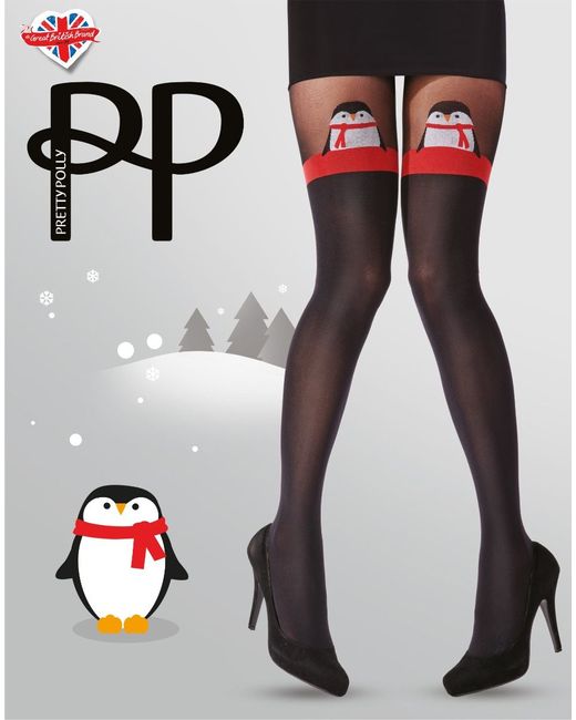 PrettyPolly Забавные колготки с имитацией ботфорт и пингвинами