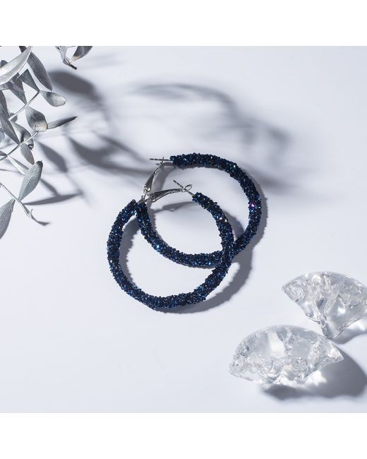 Queen Fair Серьги-кольца Шанталь d 5 см синие