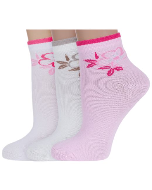 RuSocks Комплект носков женских 3-Ж-1350-01 белых бежевых розовых