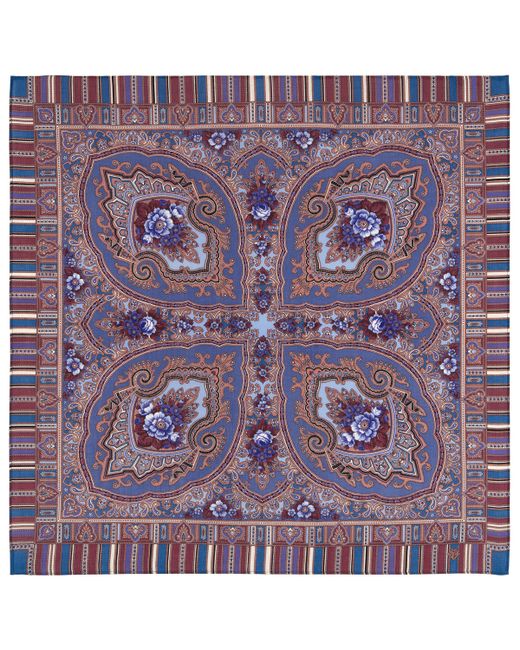Павловопосадский платок Платок 797 кремовый/фиолетовый 89x89 см