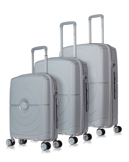 L'Case Комплект чемоданов унисекс Doha серебристый
