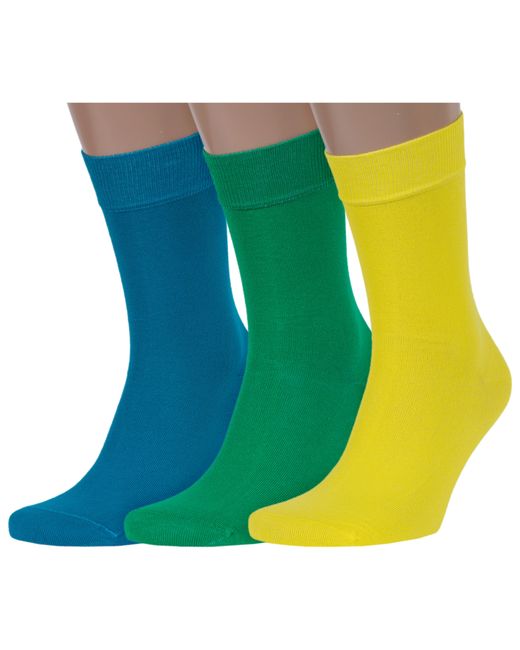 RuSocks Комплект носков мужских 3-М-1221 бирюзовых зеленых желтых