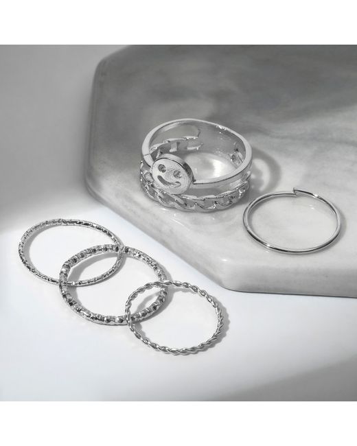 Queen Fair Комплект кольцо 5 шт из бижутерного сплава Идеальные пальчики изысканность