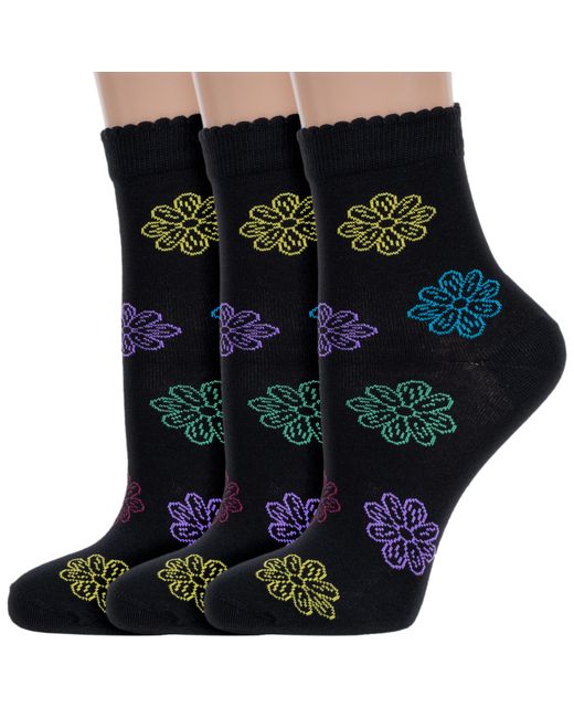 Lorenzline Комплект носков женских 3-Д103 разноцветных черных