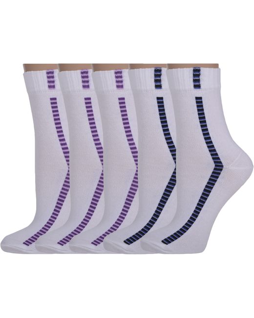 Palama Комплект носков женских 5-ЖДС-02 белых синих фиолетовых