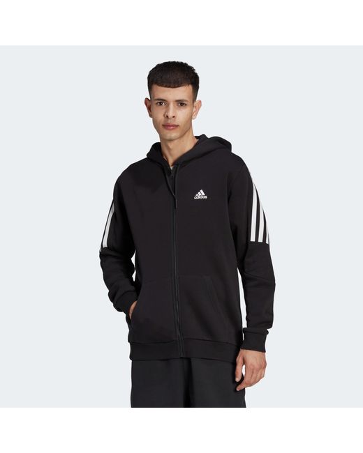 Adidas Толстовка Future Icons 3-Stripes Fleece Full-Zip Hoodie черная