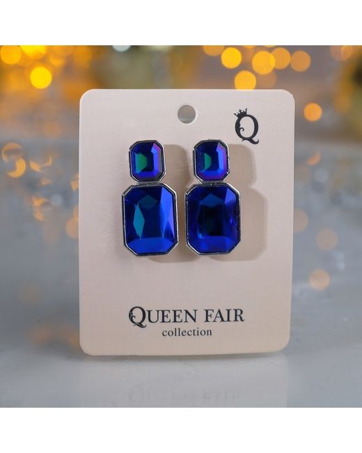 Queen Fair Клипсы Вечеринка ромбы синие в серебре