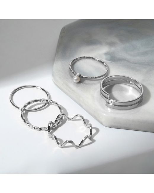 Queen Fair Кольцо набор 5 штук Идеальные пальчики плетение в серебре
