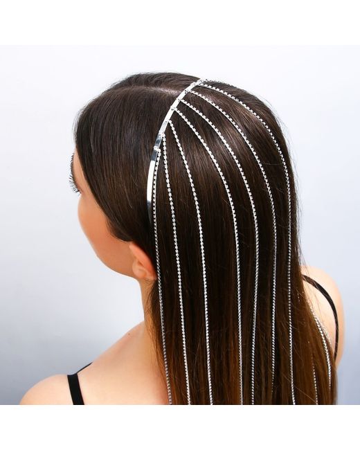 Nobrand Ободок для волос со стразами Блистай длина цепочек 42 см