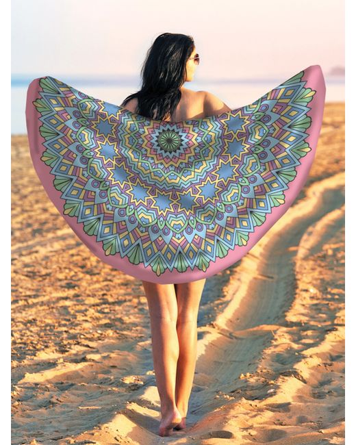 JoyArty Парео и Пляжный коврик Круглый геометрический орнамент трикотаж 150 см