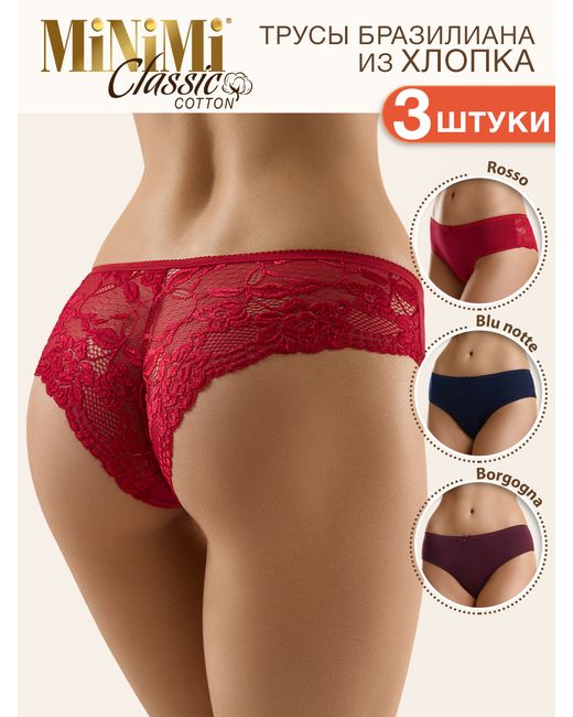 Minimi Комплект трусов женских BO261 бордовых красных синих