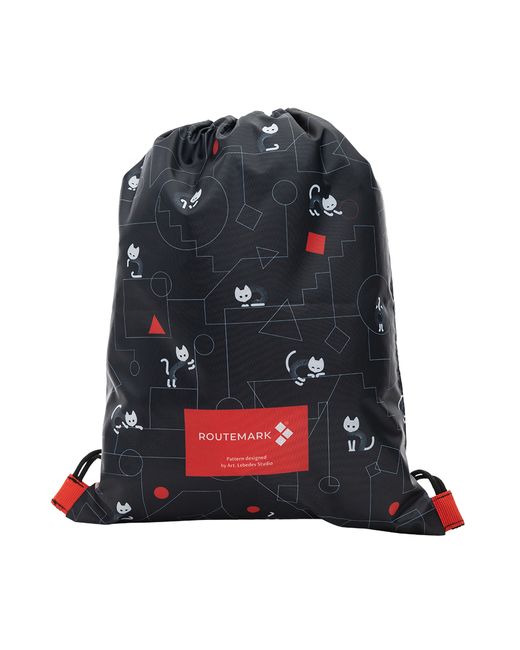 Routemark Пляжный рюкзак Коты и порядок в черном с паттерном Студии Артемия Лебедева
