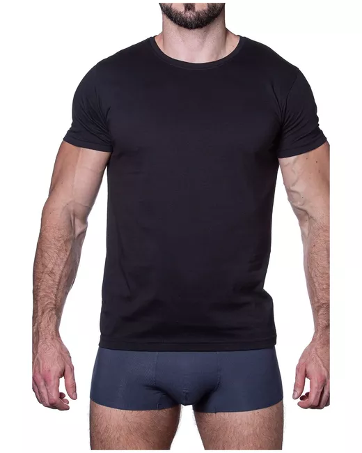 Sergio Dallini Хлопковая мужская футболка с круглым вырезом черный
