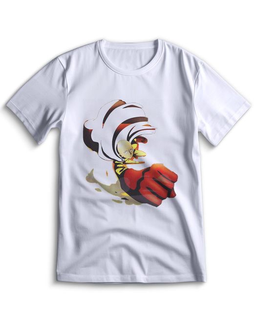 Top T-shirt Футболка Ванпанчмен 0028 белая 3XS