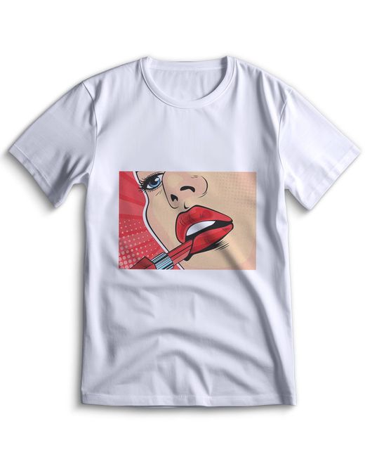 Top T-shirt Футболка губы с принтом губ 0041 белая L