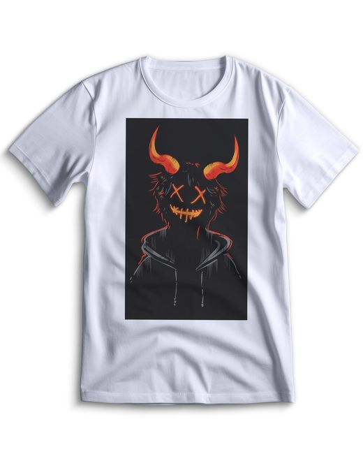 Top T-shirt Футболка демон с демоном 0016 белая 3XS