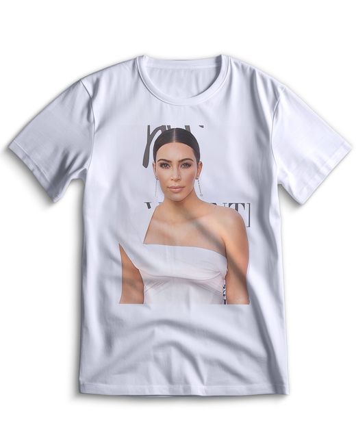 Top T-shirt Футболка Ким Кардашьян Kim Kardashian 0164 белая XS