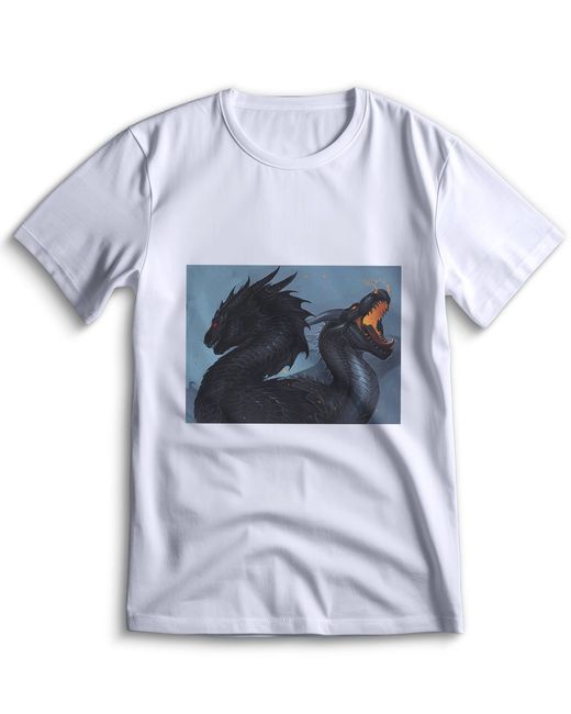 Top T-shirt Футболка дракон с драконом 0070 белая 3XS