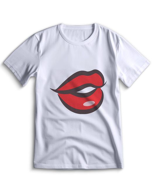 Top T-shirt Футболка губы с принтом губ 0023 белая M