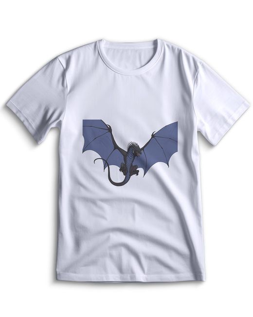 Top T-shirt Футболка дракон с драконом 0024 белая 3XS