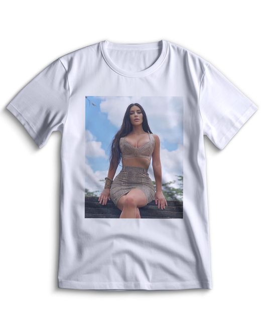 Top T-shirt Футболка Ким Кардашьян Kim Kardashian 0080 белая L