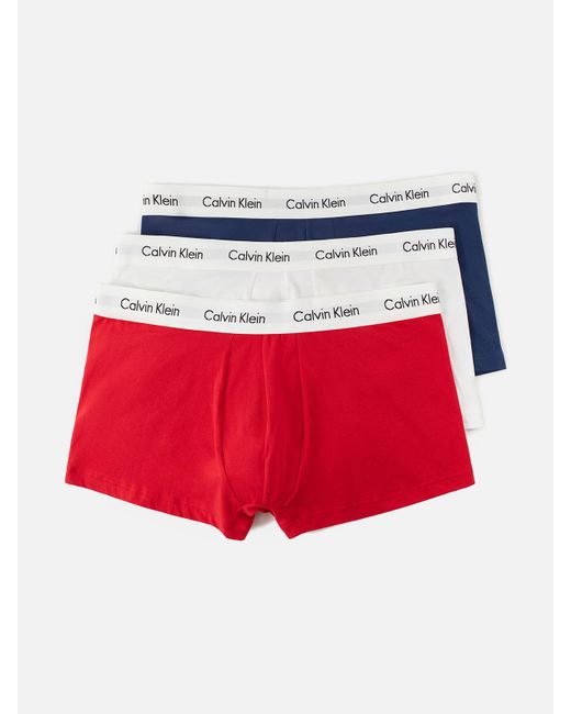 Calvin Klein Комплект трусов мужских белых красных синих