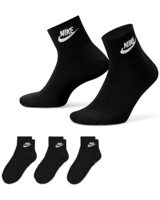 Nike Комплект носков унисекс Everyday Essential Ankle Socks 3P черных XL