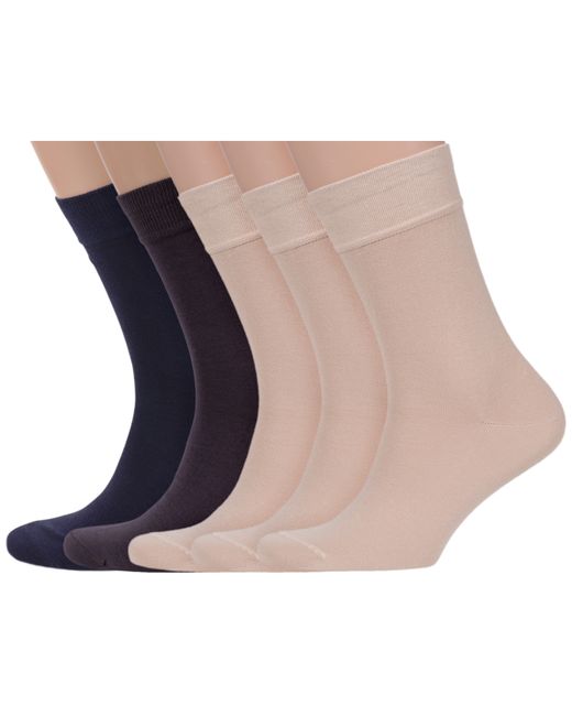 Lorenzline Комплект носков мужских 5-К1 синих коричневых бежевых