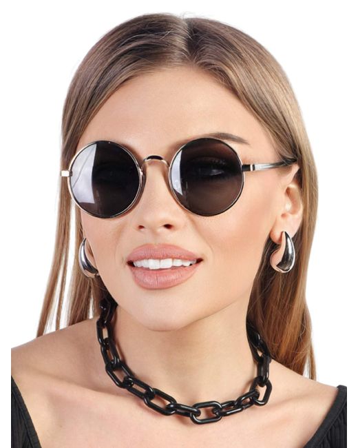 Pretty Mania Солнцезащитные очки унисекс DT021 серебристые