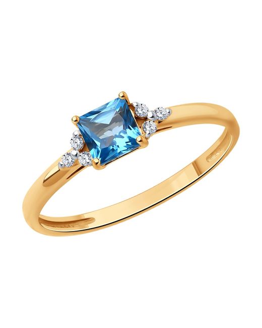 SOKOLOV Diamonds Кольцо из красного золота с бриллиантом/топазом р.
