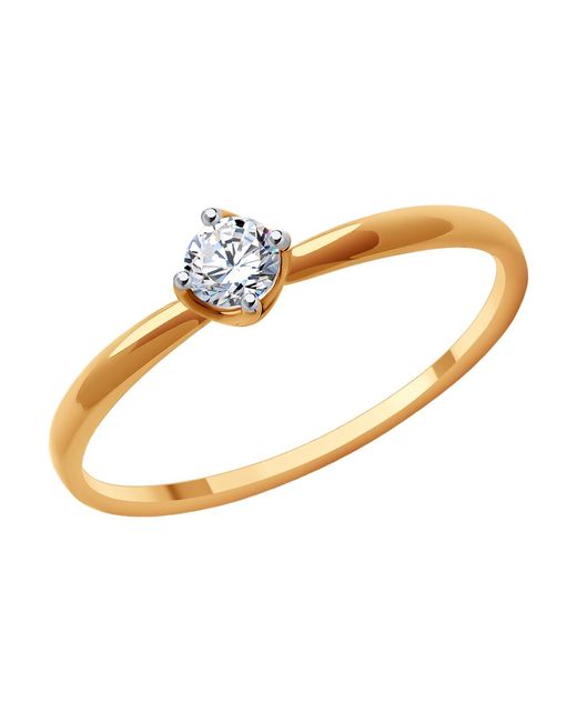 Diamant Кольцо помолвочное из красного золота р. фианит