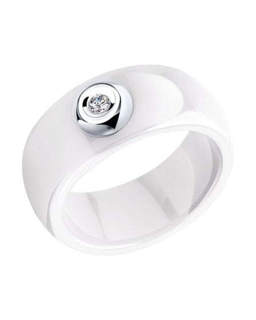 SOKOLOV Diamonds Кольцо из керамики/белого золота р. 18 бриллиант