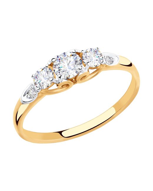 Diamant Кольцо из красного золота р. 18 фианит
