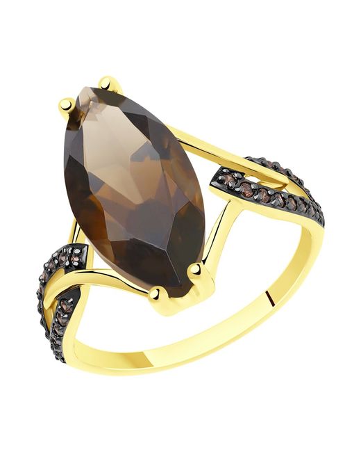 Diamant Кольцо из желтого золота р. фианитраухтопаз