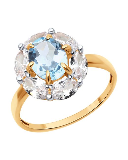 Diamant Кольцо из красного золота р. фианит/топаз