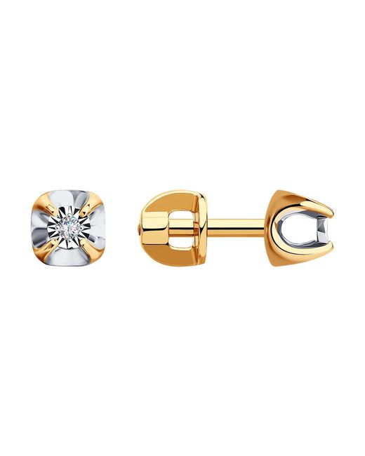 SOKOLOV Diamonds Серьги пусеты из комбинированного золоа бриллиант