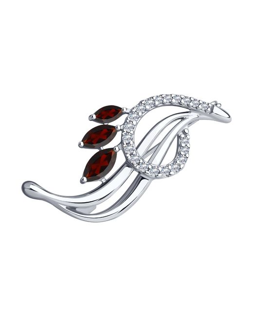 Diamant Брошь из серебра с гранатом/фианитом