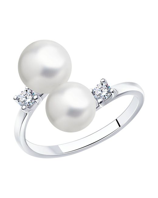 Diamant Кольцо из серебра с фианитом/искусственным жемчугом р. 94-110-01101-1