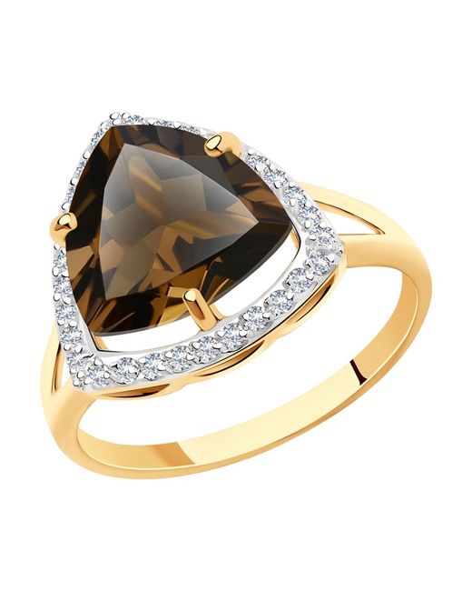 Diamant Кольцо из красного золота с раухтопазом/фианитом р.. 51-310-00865-2