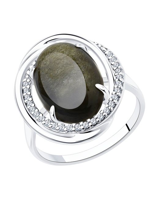 Diamant Кольцо из серебра р. 94-310-00962-1 обсидиан/фианит