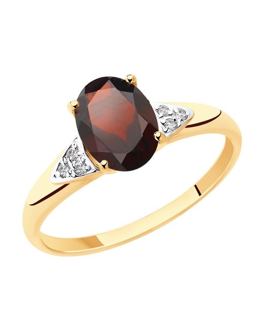 Diamant Кольцо из красного золота р. фианит/гранат