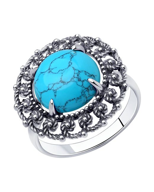 Diamant Кольцо из серебра р. бирюза искусственная