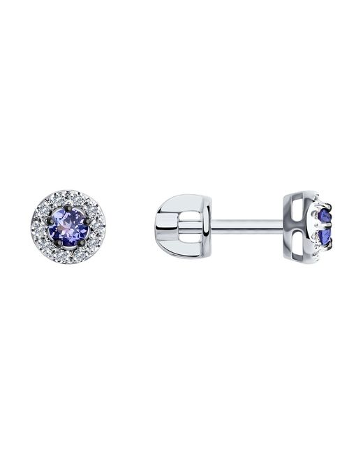 SOKOLOV Diamonds Серьги пусеты из белого золота бриллиант/танзанит