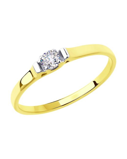 Diamant Кольцо из желтого золота с фианитом р.