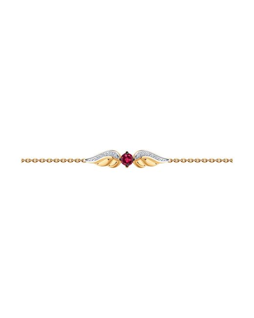 SOKOLOV Diamonds Браслет из красного золота с бриллиантом/рубином р. 17
